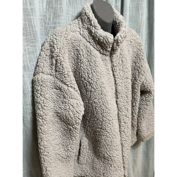 Maurices XL Teddy Bear Jacket Lined Gray Sherpa Zipped Drawstring - Picture 5 of 16